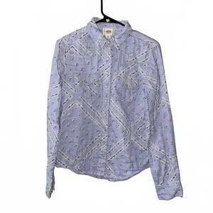 BDG Urban Outfitters Blue Printed Button Down Shirt Womens M Indie Vintage Style